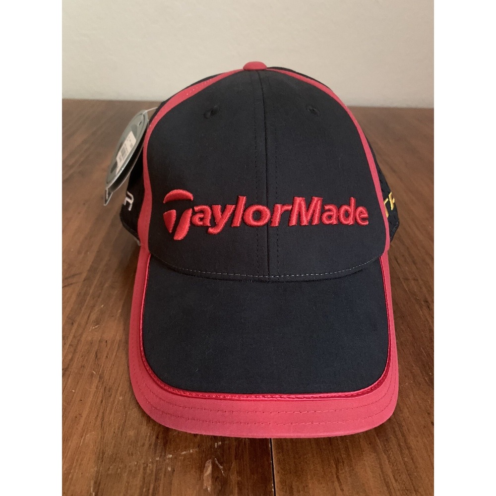 Vintage TaylorMade Burner Golf Hat NEW Strapback Cap Black Red 90s 2000s Retro
